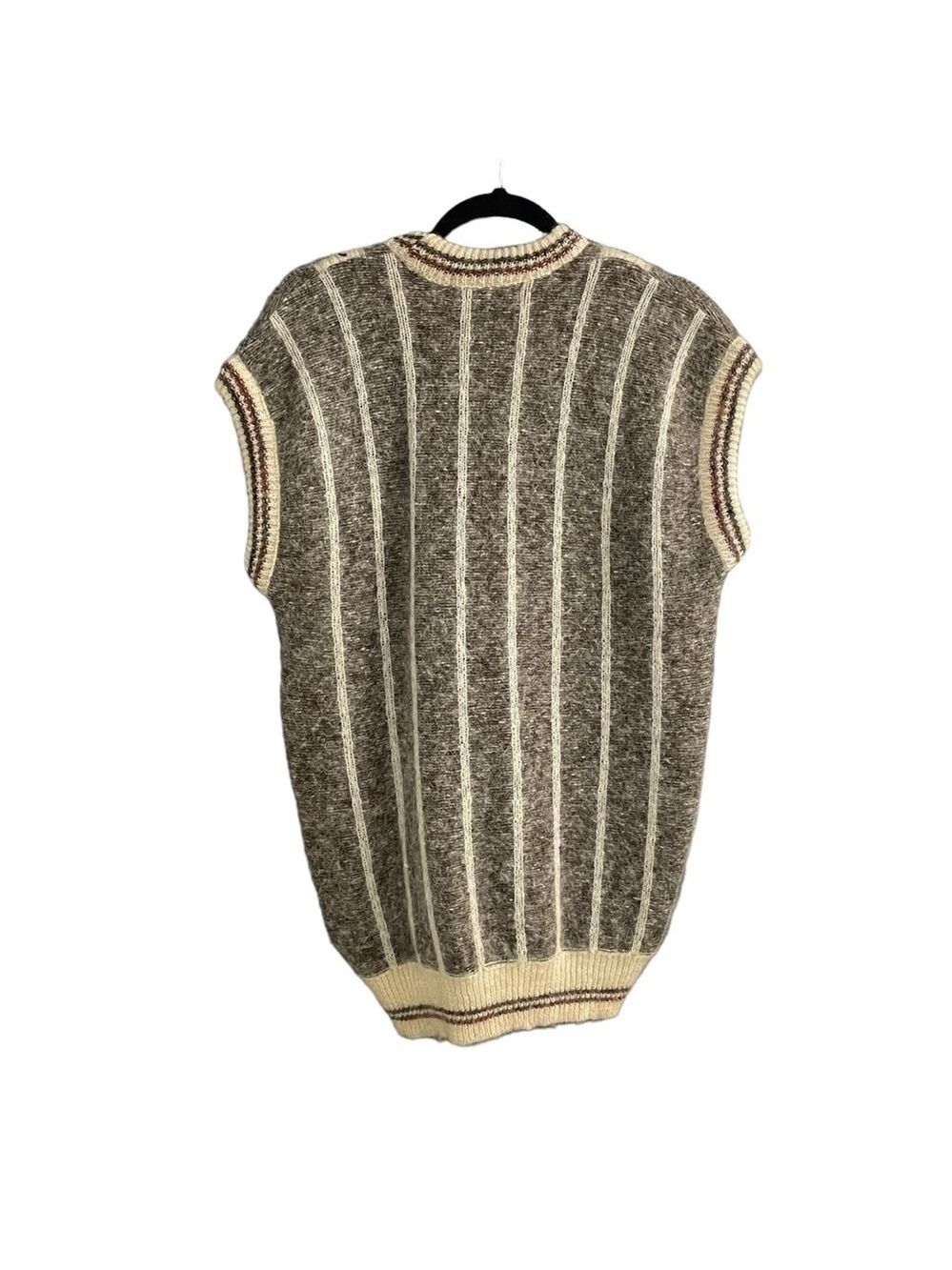 RD OSWAL COLLECTION Vintage Rythyem Knit Wool Pullover Sweater Brown Cream 40 - Picture 3 of 4